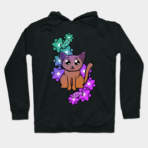 Caturday with flowers Hoodie by Rackham